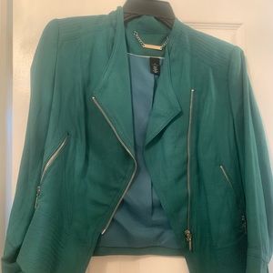 WHBM cropped green Moro jacket